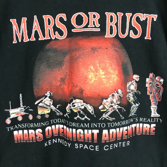 Kennedy Space Center Mars Or Bust Tee Shirt Astro - Picture 3 of 6
